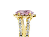 Yellow gold Fancy Pink Oval Cut Diamond Halo Split Shank Engagement Ring_44
