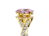 Yellow gold Fancy Pink Oval Cut Diamond  Halo Twist Band Solitaire Prong Setting Ring_29
