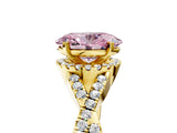 Yellow gold Fancy Pink Oval Cut Diamond  Halo Twist Band Solitaire Prong Setting Ring_47
