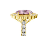 Yellow gold Fancy Pink Oval  Cut Diamond Milgrain Floral Halo Engagement Ring with Pavé Band_20