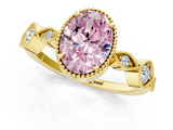 Yellow gold Fancy Pink Oval  Cut Diamond Milgrain Marquise Band with Prong Setting_4