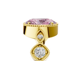 Yellow gold Fancy Pink Oval  Cut Diamond Milgrain Marquise Band with Prong Setting_8