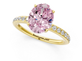Yellow gold Fancy Pink Oval  Cut Diamond Pavé Band Ring with Four-Prong Setting_24