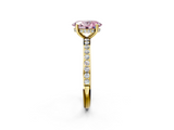 Yellow gold Fancy Pink Oval  Cut Diamond Pavé Band Ring with Four-Prong Setting_25