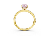 Yellow gold Fancy Pink Oval  Cut Diamond Pavé Band Ring with Four-Prong Setting_26