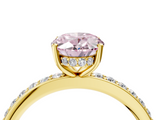 Yellow gold Fancy Pink Oval  Cut Diamond Pavé Band Ring with Four-Prong Setting_27