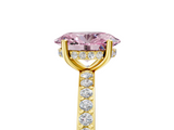 Yellow gold Fancy Pink Oval  Cut Diamond Pavé Band Ring with Four-Prong Setting_28
