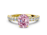 Yellow gold Fancy Pink Oval Cut Diamond Pavé Band Solitaire Ring with Prong Setting_81