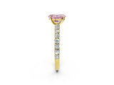 Yellow gold Fancy Pink Oval Cut Diamond Pavé Band Solitaire Ring with Prong Setting_83