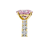 Yellow gold Fancy Pink Oval Cut Diamond Pavé Band Solitaire Ring with Prong Setting_86