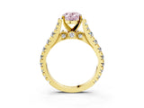 Yellow gold Fancy Pink Oval  Cut Diamond Pavé Band Solitaire with Four-Prong Setting_18