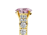 Yellow gold Fancy Pink Oval  Cut Diamond Pavé Band Solitaire with Four-Prong Setting_20