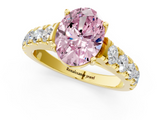 Yellow gold Fancy Pink Oval  Cut Diamond Pavé Band Solitaire with Four-Prong Setting_4