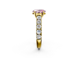 Yellow gold Fancy Pink Oval  Cut Diamond Pavé Band Solitaire with Four-Prong Setting_5