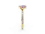 Yellow gold Fancy Pink Oval  Cut Diamond Pavé Band Solitaire with Four-Prong Setting_5
