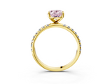 Yellow gold Fancy Pink Oval  Cut Diamond Pavé Band Solitaire with Four-Prong Setting_6
