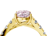 Yellow gold Fancy Pink Oval  Cut Diamond Pavé Band Solitaire with Four-Prong Setting_7
