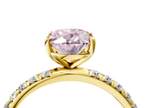 Yellow gold Fancy Pink Oval  Cut Diamond Pavé Band Solitaire with Four-Prong Setting_7