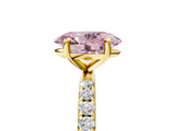 Yellow gold Fancy Pink Oval  Cut Diamond Pavé Band Solitaire with Four-Prong Setting_8