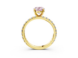Yellow gold Fancy Pink Oval  Cut Diamond Pavé Band with Four-Prong Setting_6