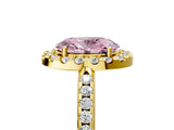 10K Yellow Gold 2.04 Carat Pink VS1 Oval Diamond Pavé Halo Ring with Four-Prong Setting