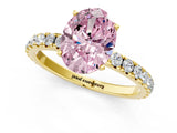 Yellow gold Fancy Pink Oval Cut Diamond Pavé Solitaire Engagement Ring with Four-Prong Setting_103