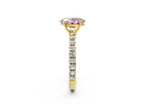 Yellow gold Fancy Pink Oval Cut Diamond Pavé Solitaire Engagement Ring with Four-Prong Setting_104