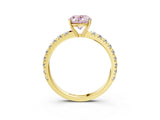 Yellow gold Fancy Pink Oval Cut Diamond Pavé Solitaire Engagement Ring with Four-Prong Setting_105