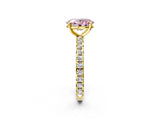 Yellow gold Fancy Pink Oval Cut Diamond Pavé Solitaire Ring with Round Band and Prong Setting_14