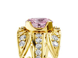 Yellow gold Fancy Pink Oval Cut Diamond Pave Art Deco Split Shank Ring with Four-Prong Setting_5