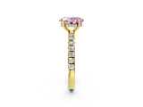 Yellow gold Fancy Pink Oval Cut Diamond Pave Band Solitaire Ring with Four-Prong Setting_60