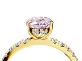 Yellow gold Fancy Pink Oval Cut Diamond Pave Band Solitaire Ring with Four-Prong Setting_62
