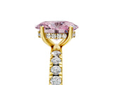 Yellow gold Fancy Pink Oval Cut Diamond Pave Band Solitaire Ring with Four-Prong Setting_63