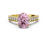 Yellow gold Fancy Pink Oval  Cut Diamond Pave Band with Four-Prong Setting_56