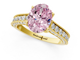 Yellow gold Fancy Pink Oval  Cut Diamond Pave Band with Four-Prong Setting_57