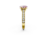 Yellow gold Fancy Pink Oval  Cut Diamond Pave Band with Four-Prong Setting_58