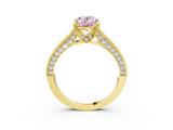 Yellow gold Fancy Pink Oval  Cut Diamond Pave Band with Four-Prong Setting_59