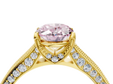 Yellow gold Fancy Pink Oval  Cut Diamond Pave Band with Four-Prong Setting_60