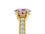 Yellow gold Fancy Pink Oval  Cut Diamond Pave Band with Four-Prong Setting_61
