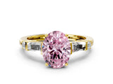 Yellow gold Fancy Pink Oval  Cut Diamond Ring with Baguette Side Stones, Channel Set Band, and Four-Prong Setting_24