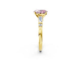 Yellow gold Fancy Pink Oval  Cut Diamond Ring with Baguette Side Stones, Channel Set Band, and Four-Prong Setting_26