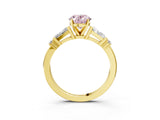 Yellow gold Fancy Pink Oval  Cut Diamond Ring with Baguette Side Stones, Channel Set Band, and Four-Prong Setting_27