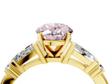 Yellow gold Fancy Pink Oval  Cut Diamond Ring with Baguette Side Stones, Channel Set Band, and Four-Prong Setting_28