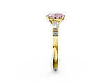 Yellow gold Fancy Pink Oval  Cut Diamond Ring with Baguette Side Stones, Channel Set Band, and Four-Prong Setting_5