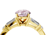 Yellow gold Fancy Pink Oval  Cut Diamond Ring with Baguette Side Stones, Channel Set Band, and Four-Prong Setting_7