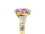 Yellow gold Fancy Pink Oval  Cut Diamond Ring with Baguette Side Stones, Channel Set Band, and Four-Prong Setting_8