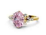 Yellow gold Fancy Pink Oval Cut Diamond Ring with Side Stones and Four-Prong Setting_12