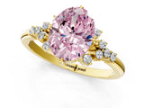 Yellow gold Fancy Pink Oval Cut Diamond Ring with Side Stones and Four-Prong Setting_13