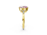 Yellow gold Fancy Pink Oval Cut Diamond Ring with Side Stones and Four-Prong Setting_14