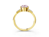 Yellow gold Fancy Pink Oval Cut Diamond Ring with Side Stones and Four-Prong Setting_15